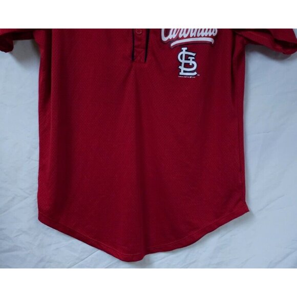 Campus Lifestyle ST Louis Cardinal Teens Medium Red Spellout 1/4 Button Jersey - Picture 6 of 10